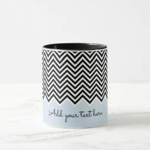Tasse Noir et bébé bleu moderne Chevron personnalisé TEX