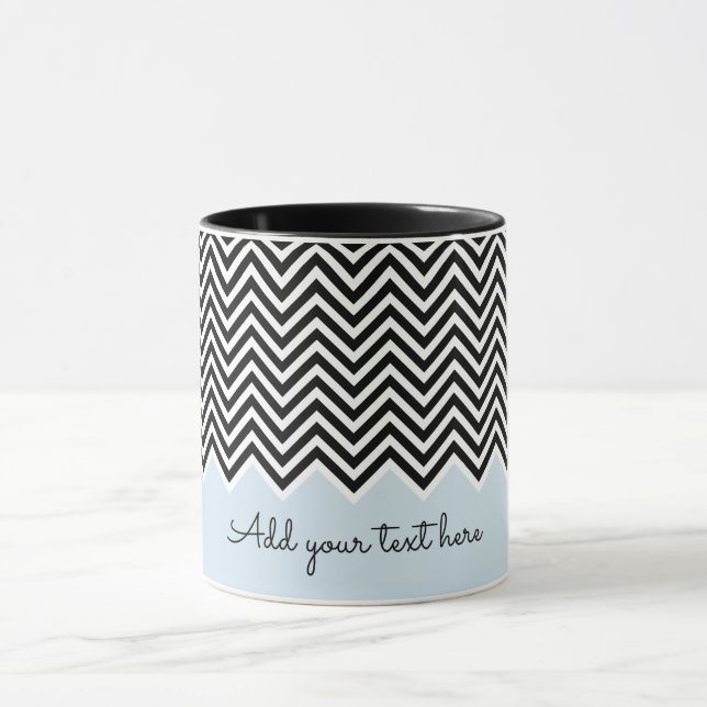 Tasse Noir et bébé bleu moderne Chevron personnalisé TEX (Centre)