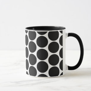 TASSE NOIR MODERNE, POIS BLANCS