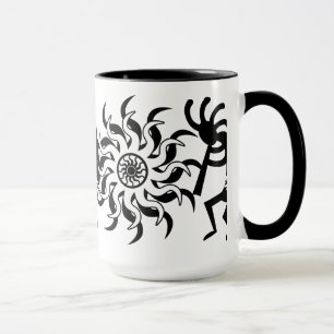 Tasse Noir N Blanc Sud-Ouest Kokopelli Soleil Tribal