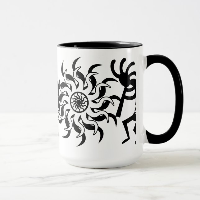 Tasse Noir N Blanc Sud-Ouest Kokopelli Soleil Tribal (Droite)