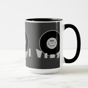 Tasse Noir record et blanc 2 de l'étiquette 33 t/mn du