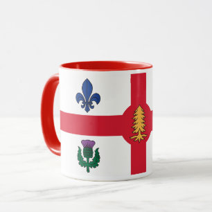 Tasse noire combo avec drapeau de Montréal, Québec