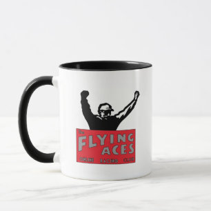 Tasse noire de logo d'as de vol