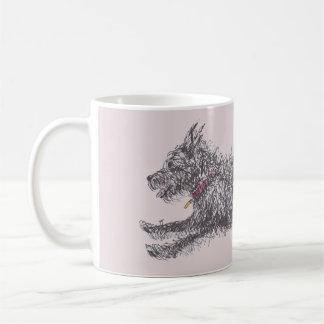 Tasse noire délabrée courante de Terrier