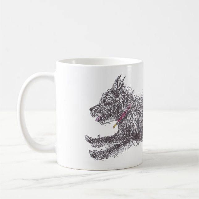 Tasse noire délabrée de Runing Terrier (Gauche)