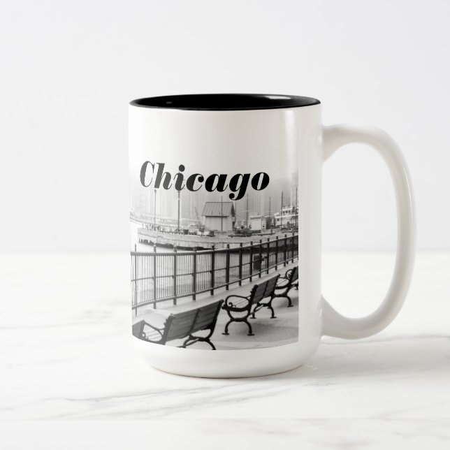 Tasse noire et blanche de photo de Chicago (Droit)