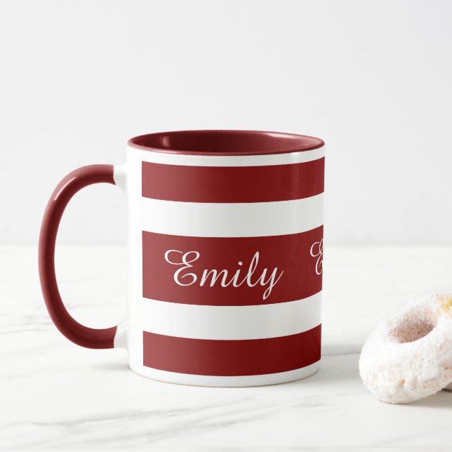 Tasse Nom des rayures de Bourgogne moderne (Avec donut)