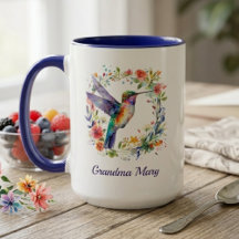 Tasse Nom Grand-Mère Colibri Cadeau Floral