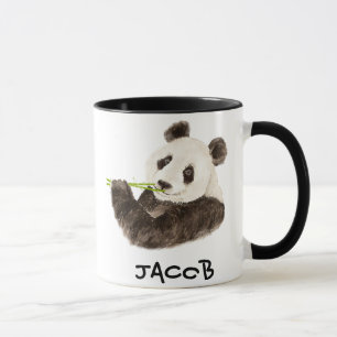 Tasse Nom personnalisé Cute Panda Aquarelle Animal