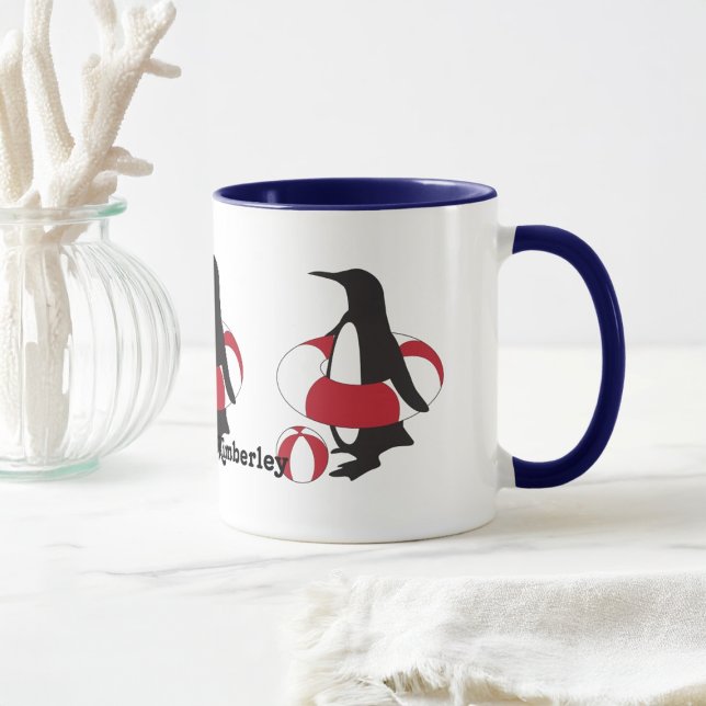Tasse Nom personnalisé mignon dessin Pingouin de natatio (Créateur téléchargé)