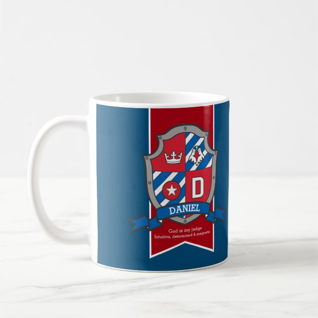 Tasse nommée bleue rouge de signification de (Gauche)