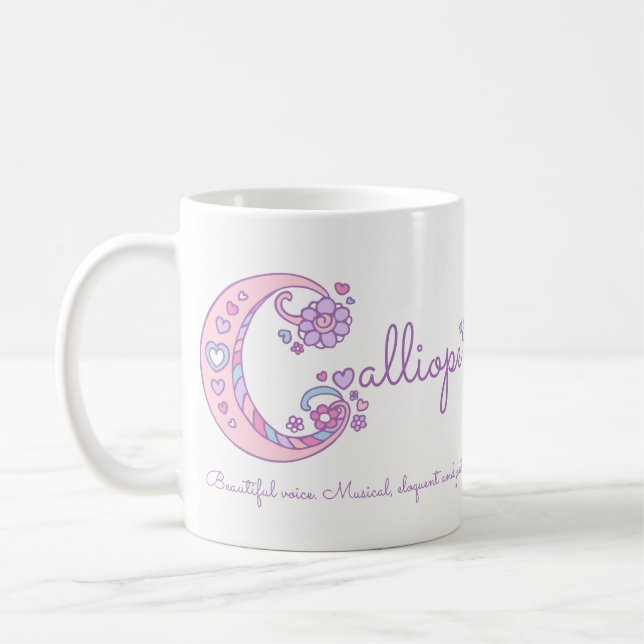 Tasse nommée de monogramme de la fleur C de coeur (Gauche)
