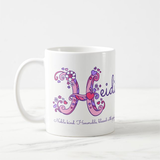 Tasse nommée de monogramme de la fleur H de coeur (Gauche)