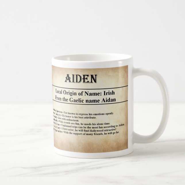 Tasse nommée de signification - Aiden (Droite)
