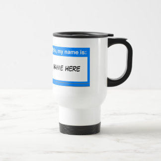 Tasse nommée de voyage d'étiquette
