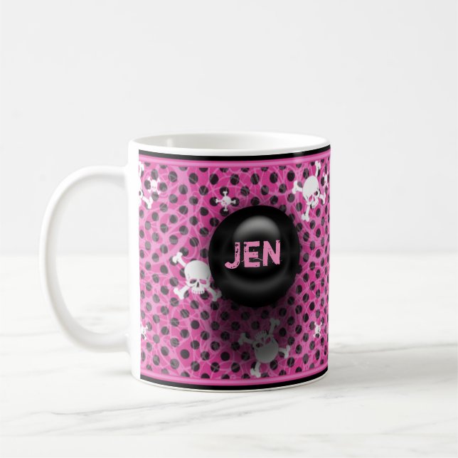 Tasse nommée faite sur commande grunge rose et (Gauche)