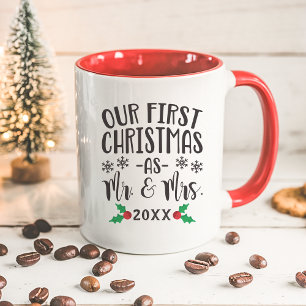 Tasse Notre premier Noël en tant que Monsieur et Madame 