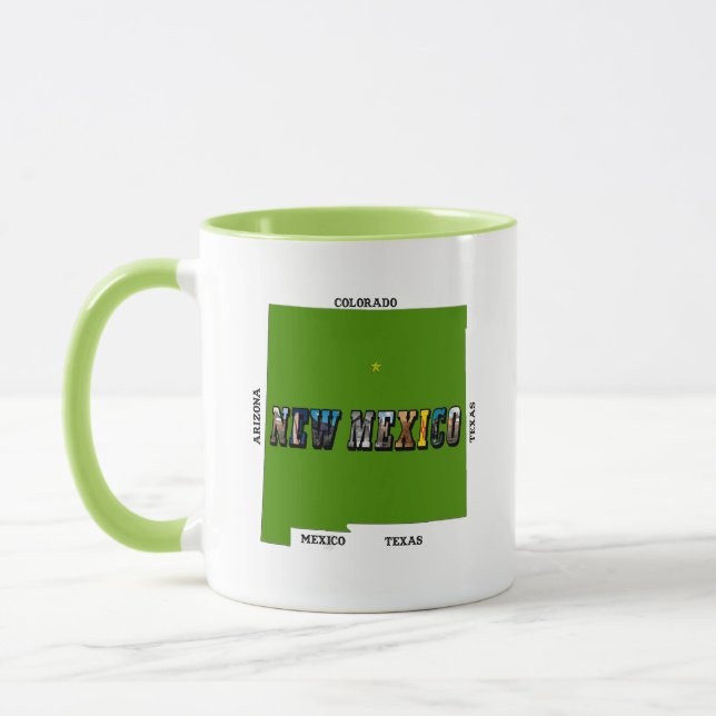 Tasse Nouveau Mexique Plan Plan Texte Photo (Gauche)