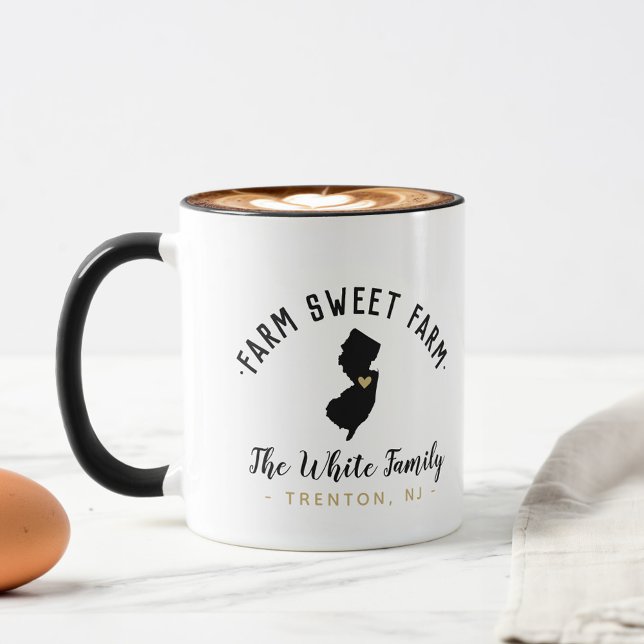 Tasse Nouvelle Jersey Farm Sweet Farm Famille Monogramme (Créateur téléchargé)