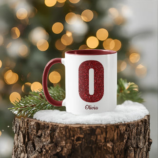Tasse O Monogramme Pailleté Moderne avec Nom