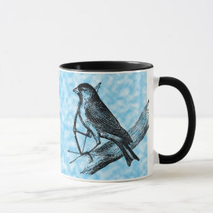 Tasse Oiseau vintage w/Bow de moineau et tir à l'arc de