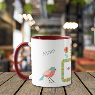 Tasse Oiseaux et fleurs Maman personnalisée