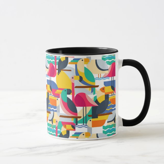 Tasse Oiseaux tropicaux géométriques (Droite)