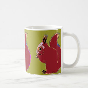 Tasse olive d'art de bruit d'écureuil rouge