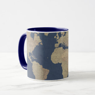 Tasse Or et carte bleue du monde