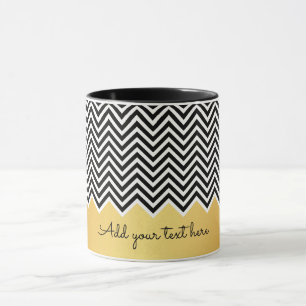 Tasse OR noir et FAUX moderne Chevron Custom TEXT