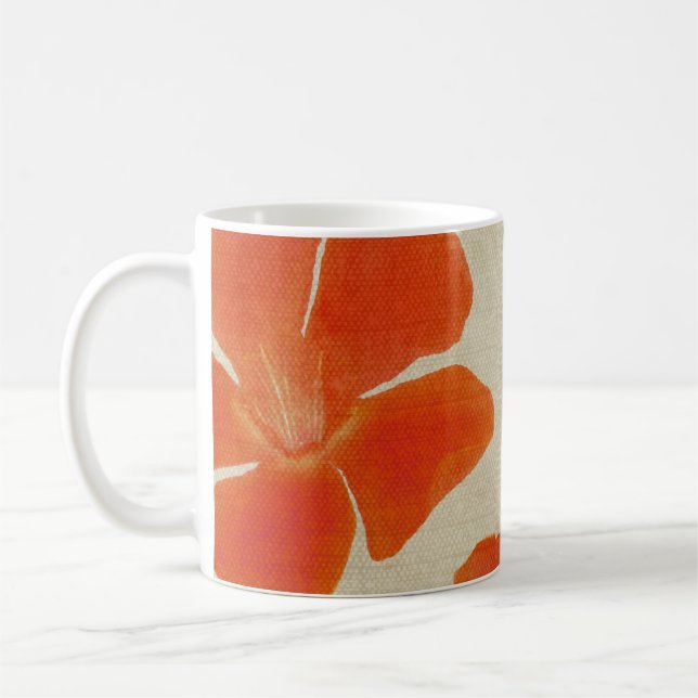 Tasse orange d'impression de fleur (Gauche)