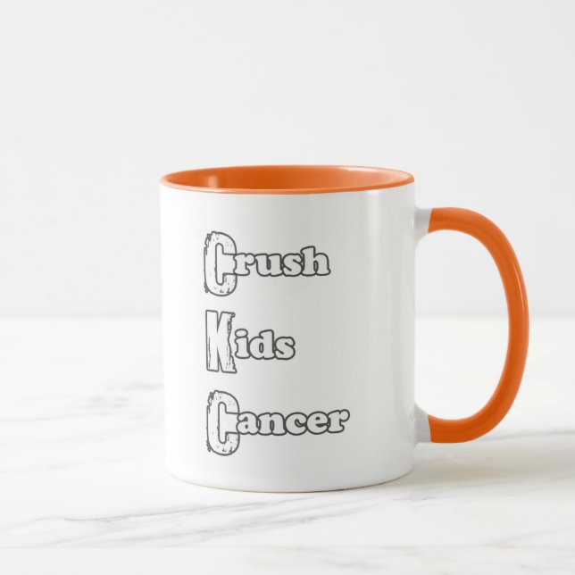 Tasse orange "du Cancer des enfants d'écrasement" (Droite)