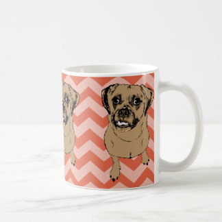 Tasse orange monochromatique lunatique de Puggle