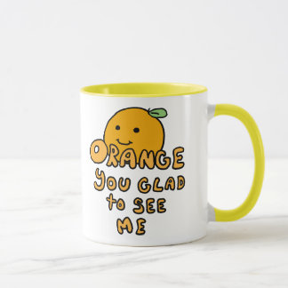 Tasse orange vous heureux de boire