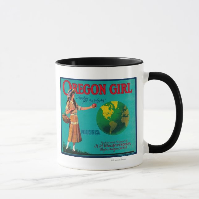 Tasse Oregon Girl Apple Crate LabelElgin, OU (Droite)