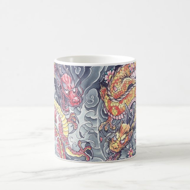 Tasse orientale fraîche de tatouage de dragons (Centre)