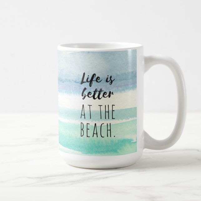 Tasse orientée d'aquarelle de décor d'océan de (Droite)