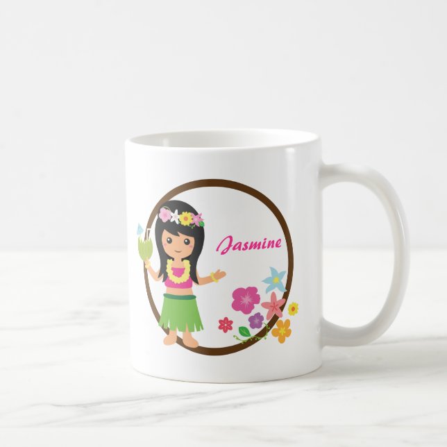 Tasse orientée hawaïenne mignonne de Luau de fille (Droite)