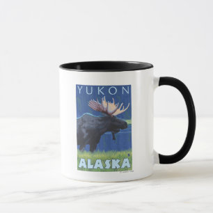 Tasse Orignaux la nuit - le Yukon, Alaska