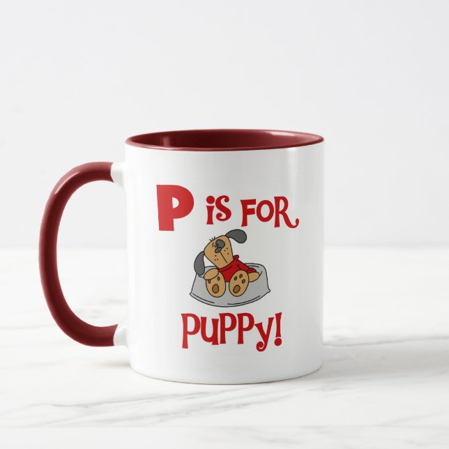Tasse P est pour Puppy Tshirts and Gifts (Gauche)