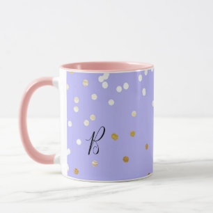Tasse Paillettes violettes et orées Points de confettis 