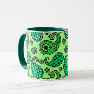 Tasse Paisley motif, jade et vert menthe