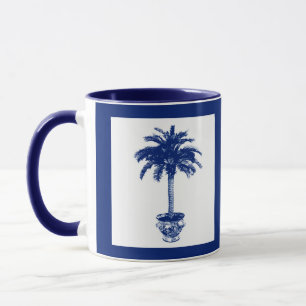 Tasse Palmier pointillé - bleu marine et blanc
