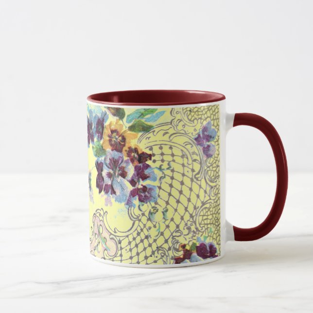 Tasse PANIER DE FLEURS ROMANTICA AVEC PANNEAUX Jaunes Fl (Droite)