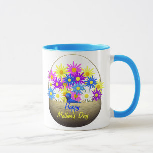 Tasse Panier heureux de jour de mères des marguerites et