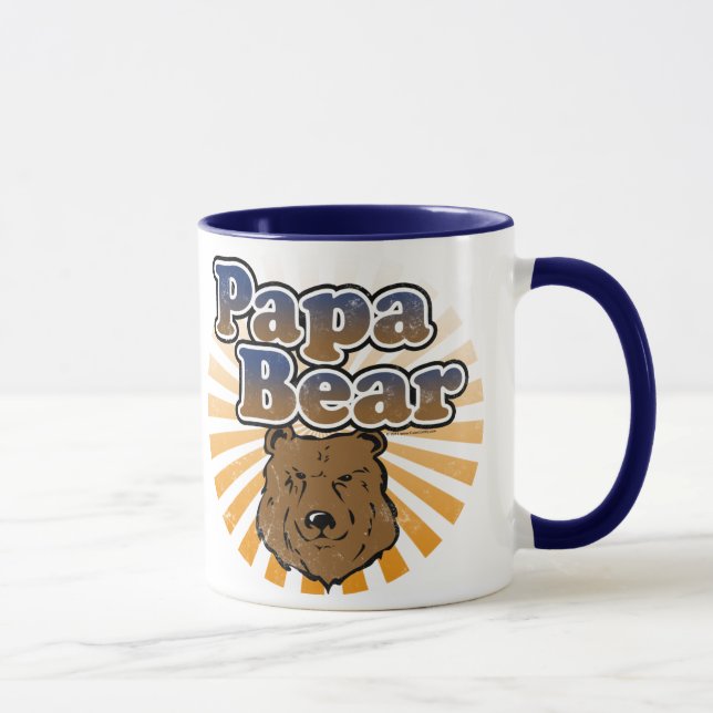 Tasse Papa Bear, Fête des pères Cool Vintage Look (Droite)