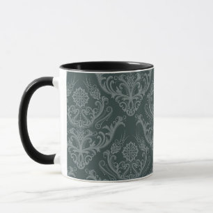 Tasse Papier peint floral vert de luxe de damassé