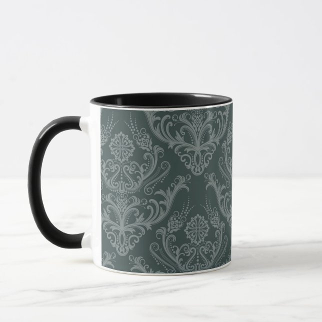 Tasse Papier peint floral vert de luxe de damassé (Gauche)