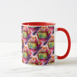 Tasse Papier peint vert et rouge abstrait
